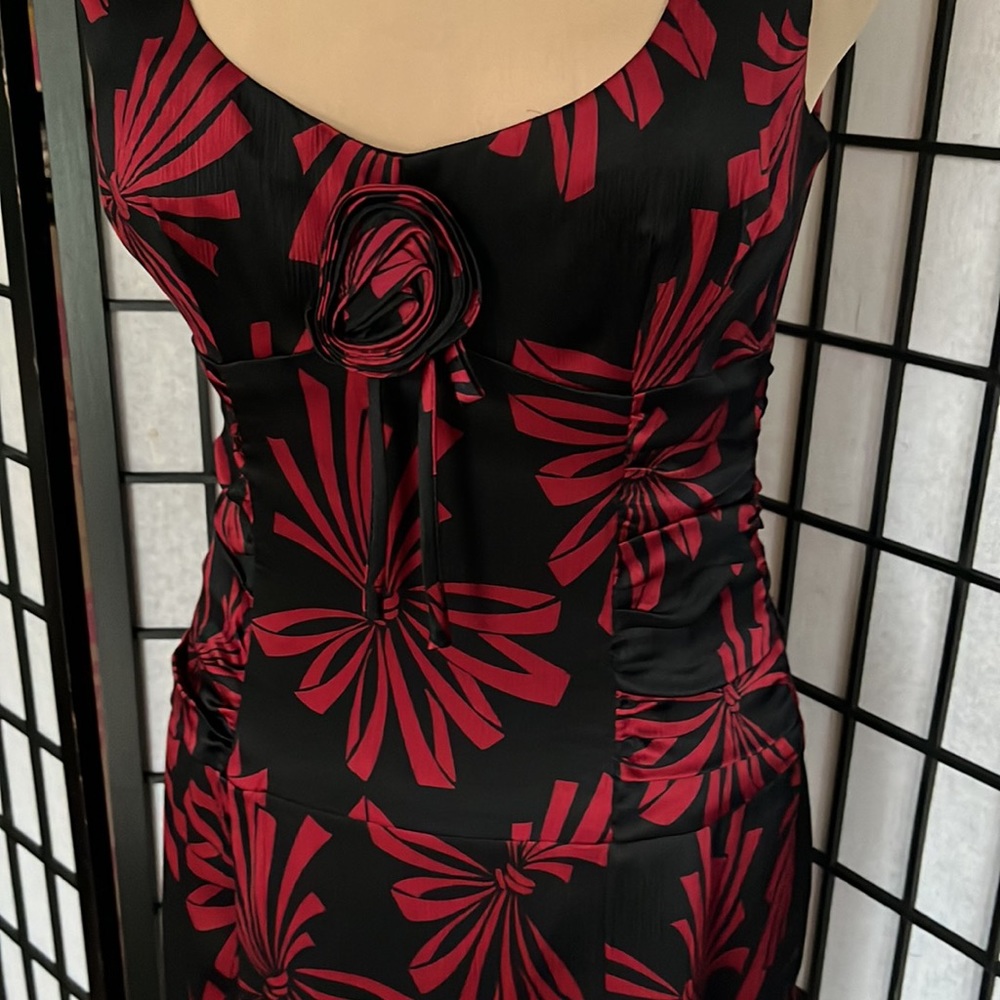Nanette Lepore Black and Red Silk Cocktail Dress 8